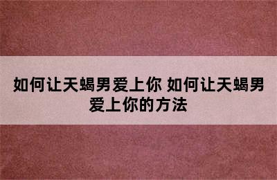 如何让天蝎男爱上你 如何让天蝎男爱上你的方法